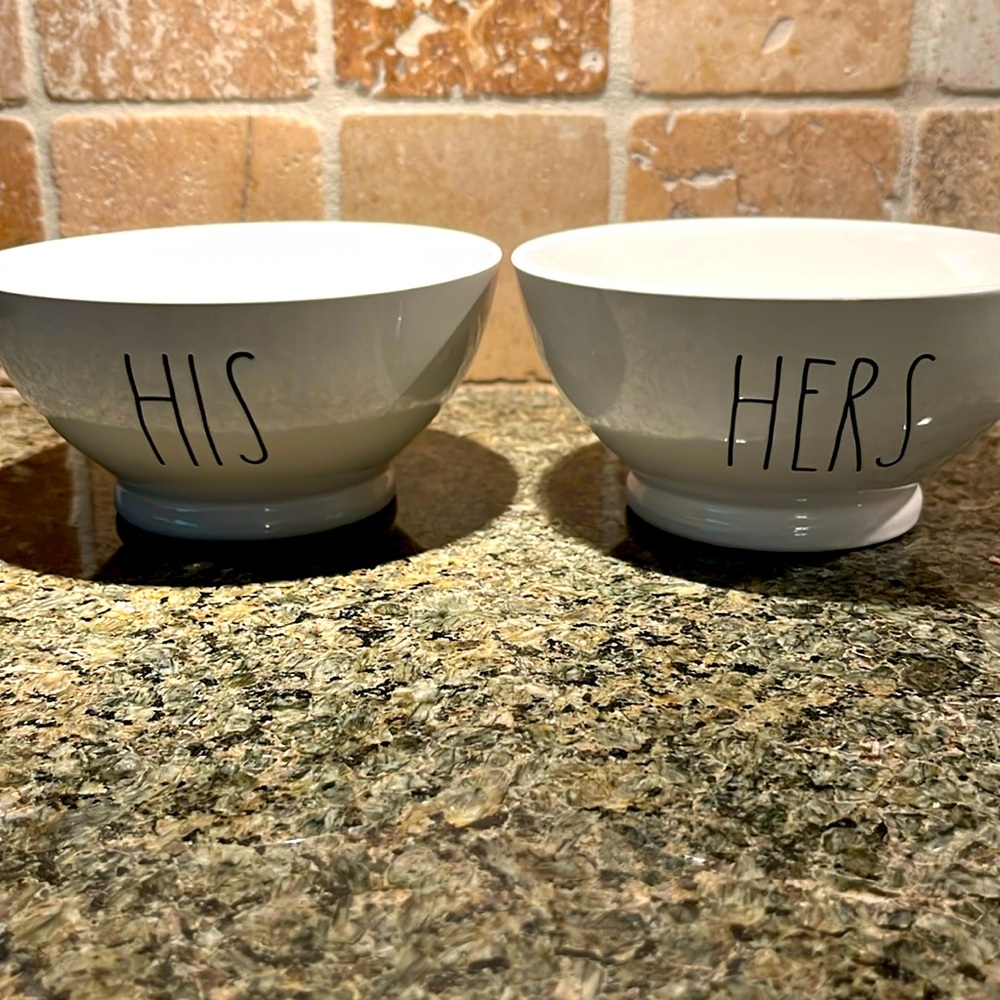 Set of Rae Dunn “His & Hers” bowls
